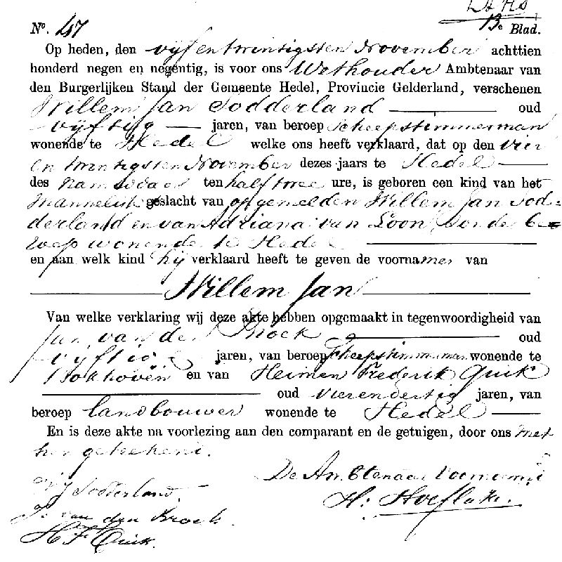 Akten van Willem J zv WJ Sodderland - A v Loon